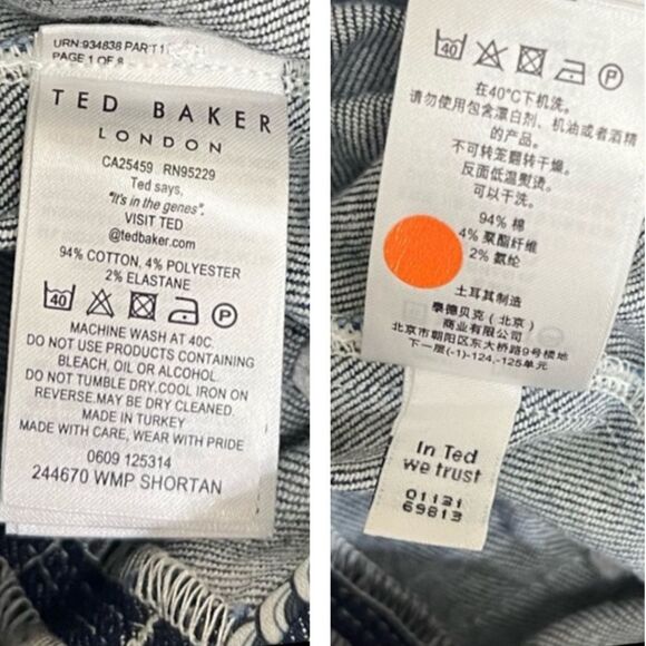 Ted Baker London Shortan Jean Shorts Ring Patch Pocket Denim Dark Wash Size 26 - Picture 13 of 14